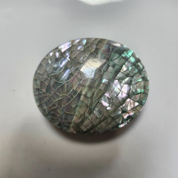 Beautiful Abalone Mother of Pearl Shell and LeatherScarf Tie - Picture 2 of 3